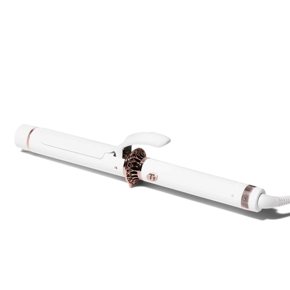NEW T3 Singlepass Curl 1.25" White & Rose Ceramic Curling Iron 73560